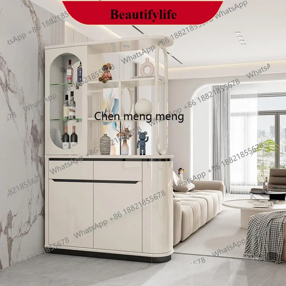

G153 Light luxury entrance partition cabinet double-sided cream wind storage shoe cabinet integrated against the wall wine cabin