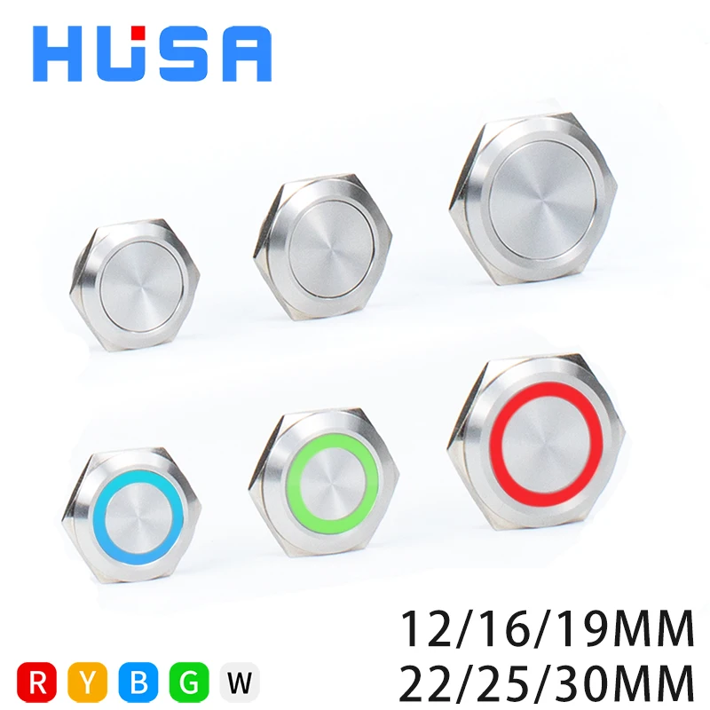 12/16/19/22/25/30MM 1NO Ultra Short Metal Push Button Switch Self Resetting Micro Stroke Switch Two Three Color Hotel Doorbell