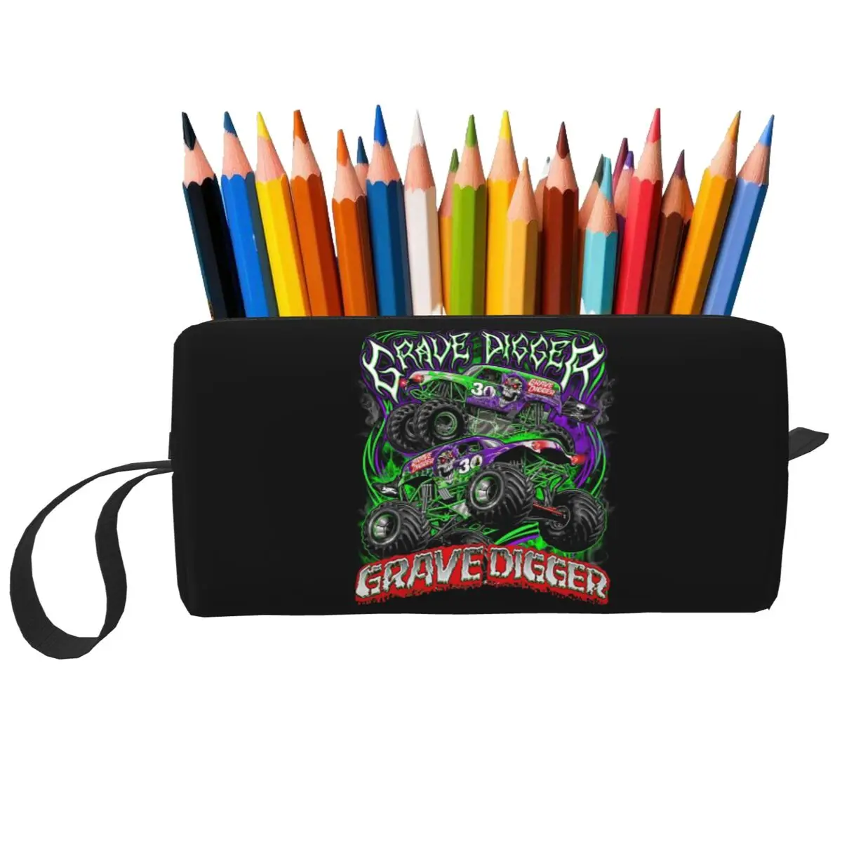 Estuche para lápices Monster Jam Grave Digger Monster Truck para estudiantes, caja para bolígrafos, bolsa para lápices, suministros de papelería, bolsa organizadora para mujer