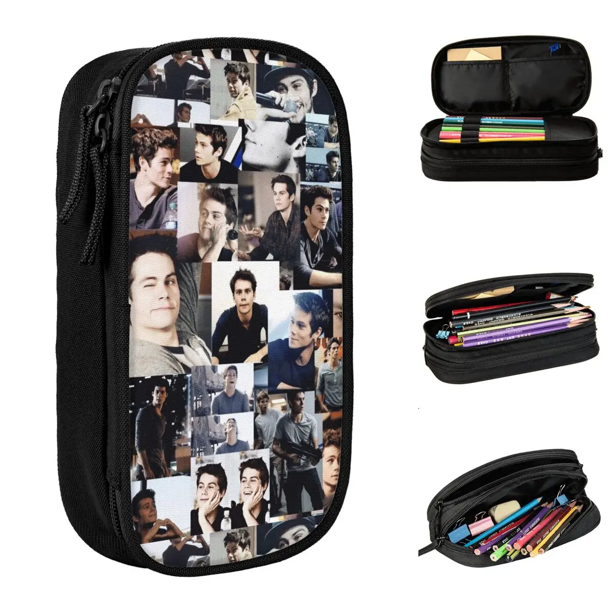 dylan obrien teen lobo lapis case stiles lapis pen holder para meninas e meninos bolsa de grande capacidade escritorio cosmetic papelaria 01