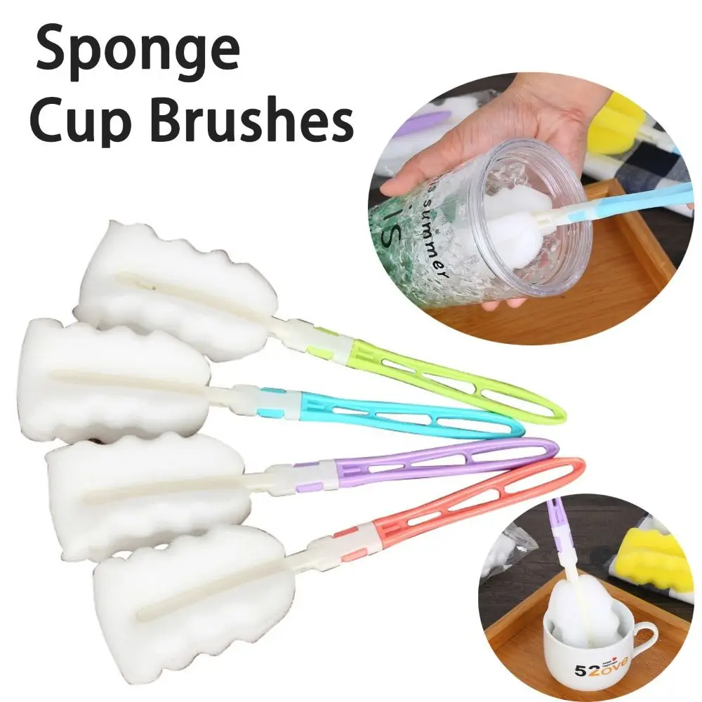 Detachable Sponge Cup Brushes Practical Portable Foldable Cup Cleaning Brush Reusable Kitchen Washing Cup Brushes Cleaner Tool