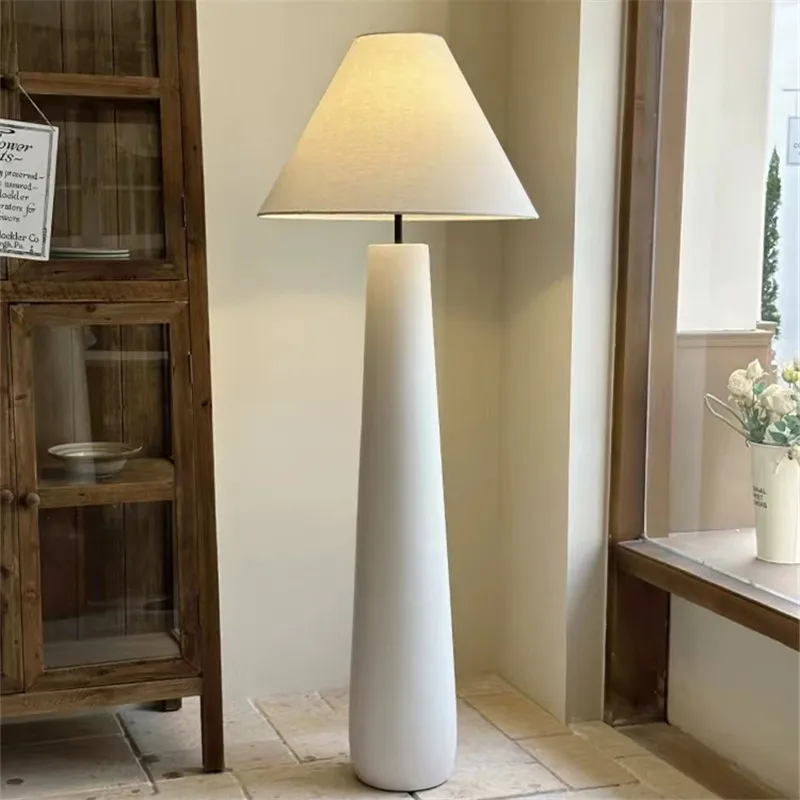 wabi sabi white mushroom standing lamp tecido alto floor reading light designer sofa showroom foyer quarto 01