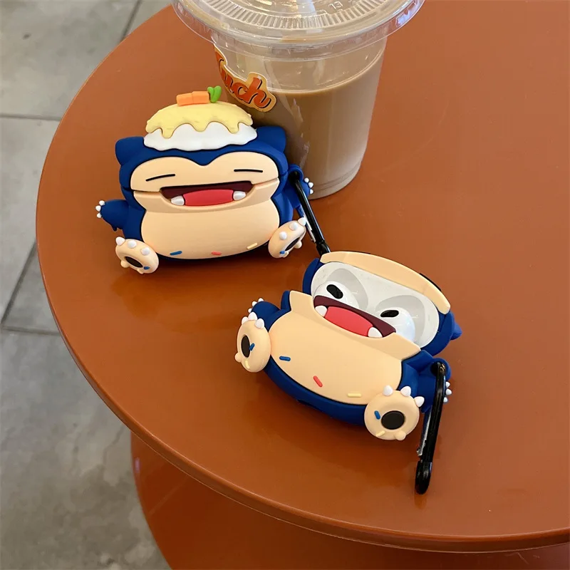 For Airpods Pro 3 Case 2025,Pokemon Cake Snorlax Shockproof Protective Earphone Silicone Cover For Airpods 4 Case