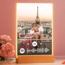 Personalized Spotify Plate Personalized Lamp With Photo Spotify Song Plaque Custom Valentine Romantic Birthday Personalized Gift