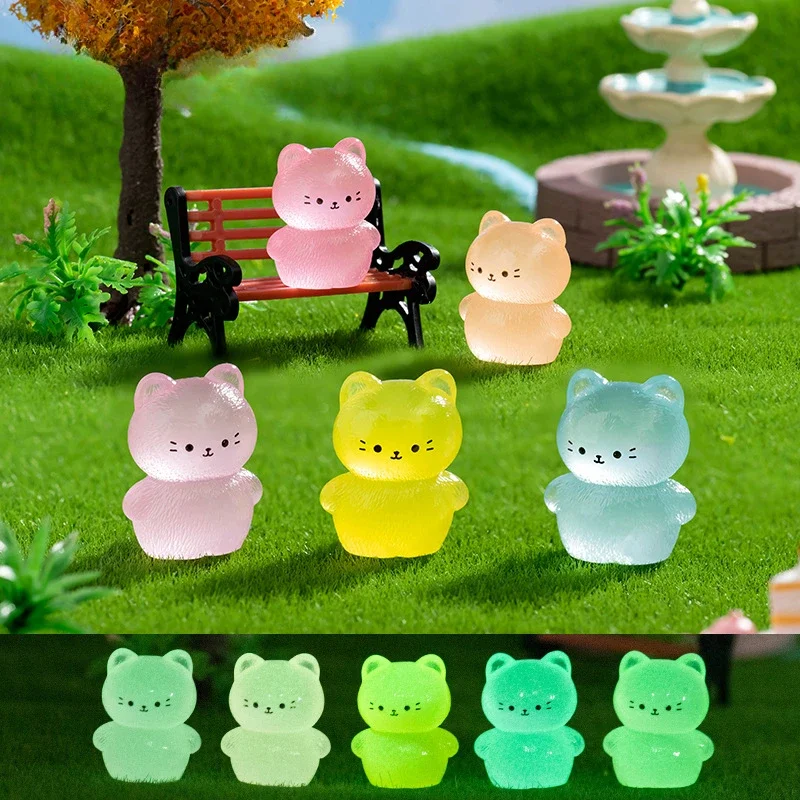 10/20/50pcs Luminous Miniature Cat Cute Cat Figures Glow in The Dark Mini Resin Animals Cats Fairy Garden Decoration Accessories