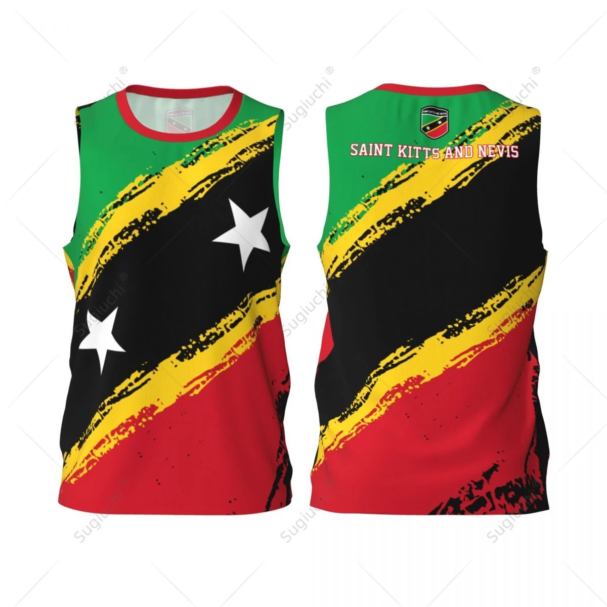 Men Basketball Sports Saint Kitts And Nevis Flag Running Fitness Multifunction Jersey Sleeveless shirt Custom Name Nunber