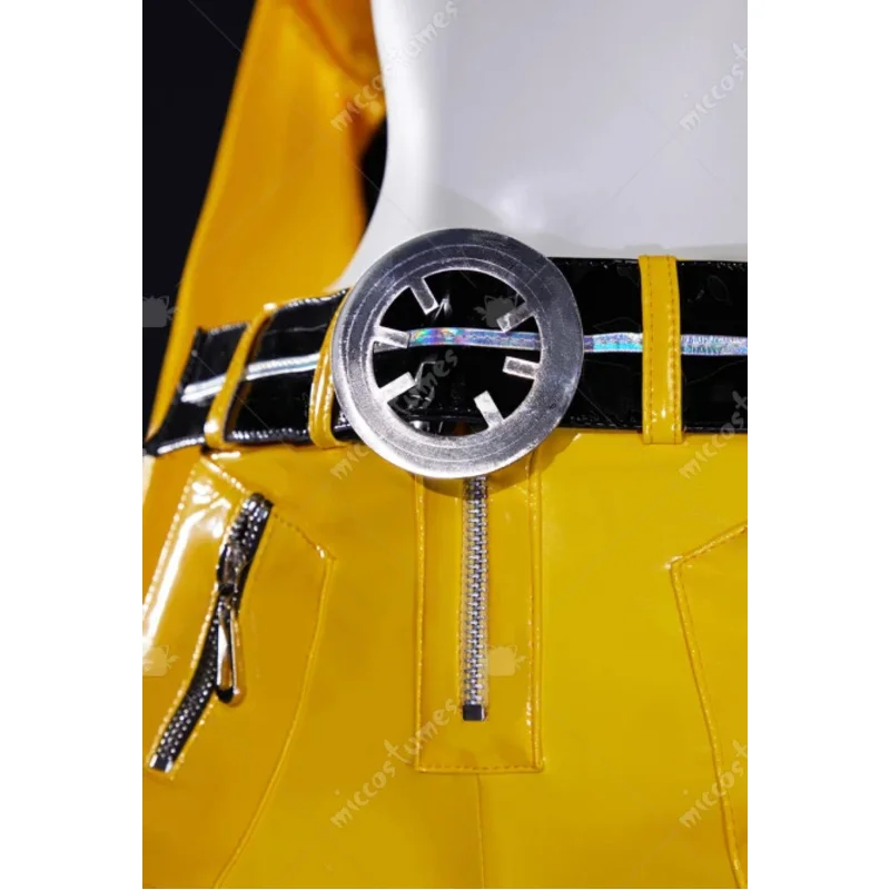 Miccostumes's-8 أزياء النساء الصوتية 17 الذكرى السنوية التأثيرية شورت علوي مع سترة طويلة الأكمام وغطاء الساق الأصفر