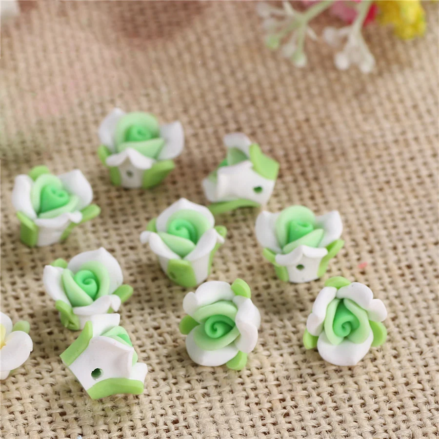 20pcs/lot 16mm Colorful Polymer Clay Spacer Flower Bead For Diy Cute Bracelet Creative Handwork Bohemian Jewelry Making Supplies