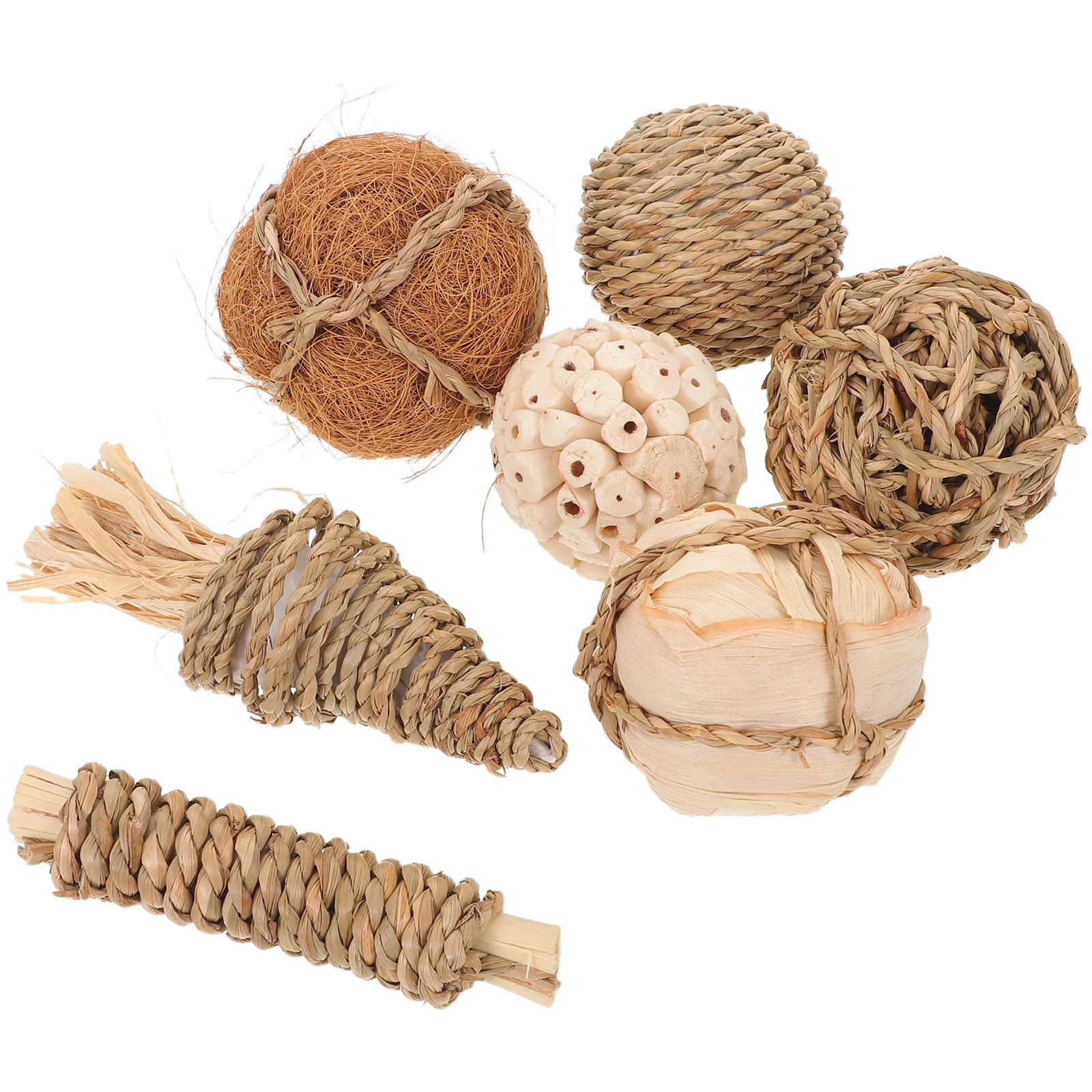 

7Pcs Pet Teeth Chew Balls Natural Rabbit Grass Balls for Small Animals Grinding Exercise Stimulation Cage Entertainment Activity
