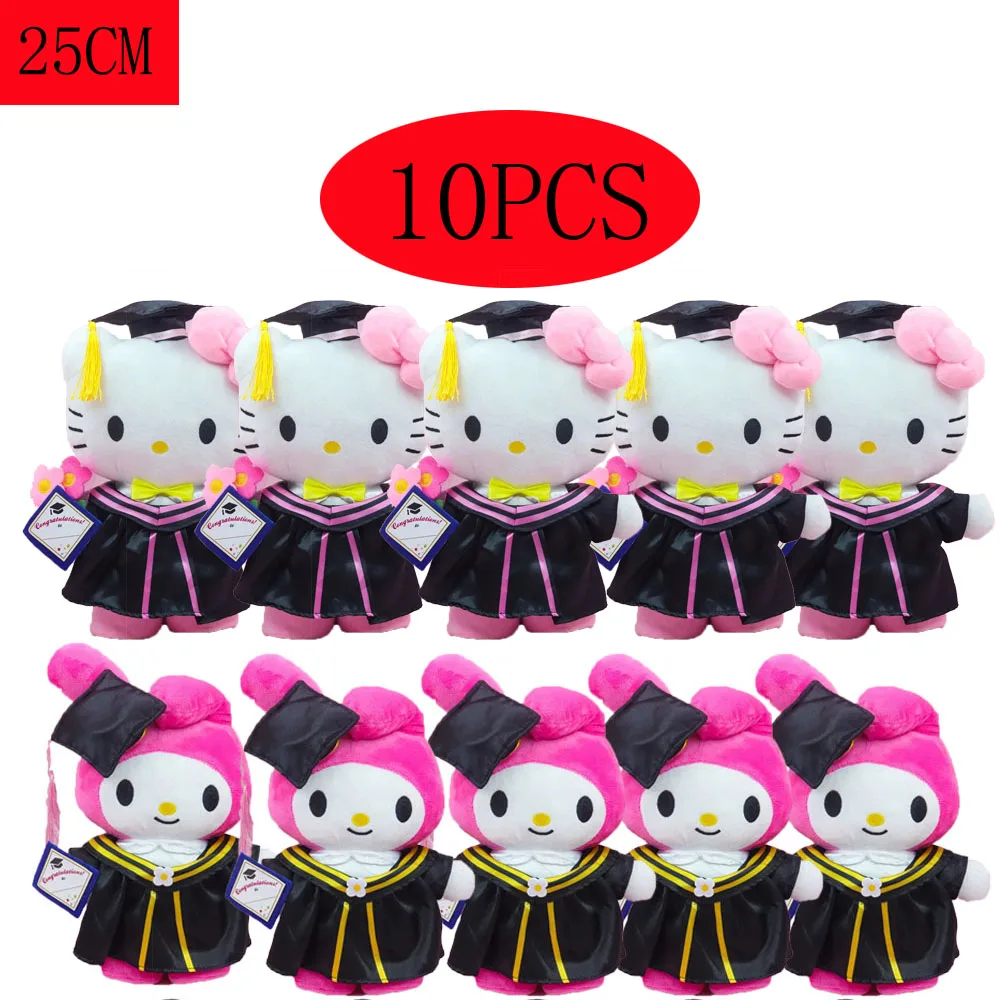 

2026！！Anime Plush 25cm Cinnamoroll My Melody Kuromi Hello Kitty Graduation Plushie Doll Kawaii Soft Stuffed Graduation Gifts