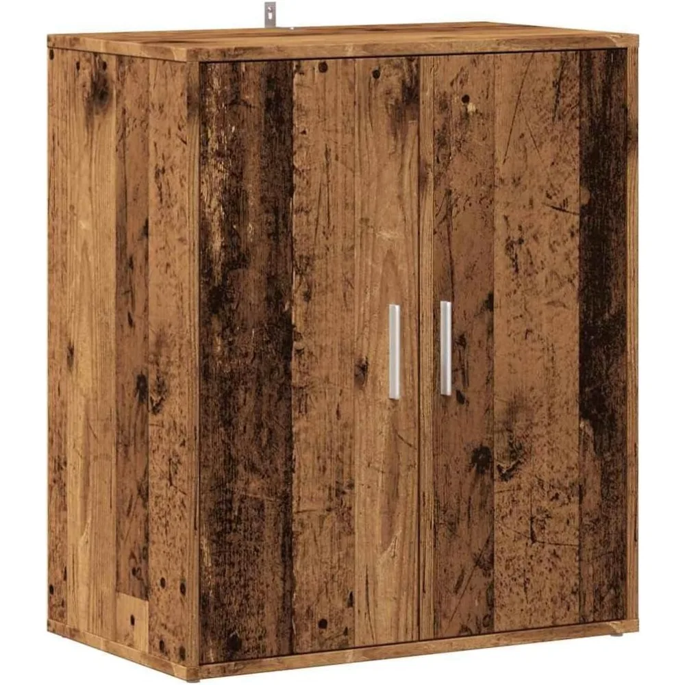 Old Wood Shoe Cabinet 23.6X13.8X27.6 in Stylish Engineered Hallway Storage Unit with Doors and Pull Handles Organizer Shelf Rac