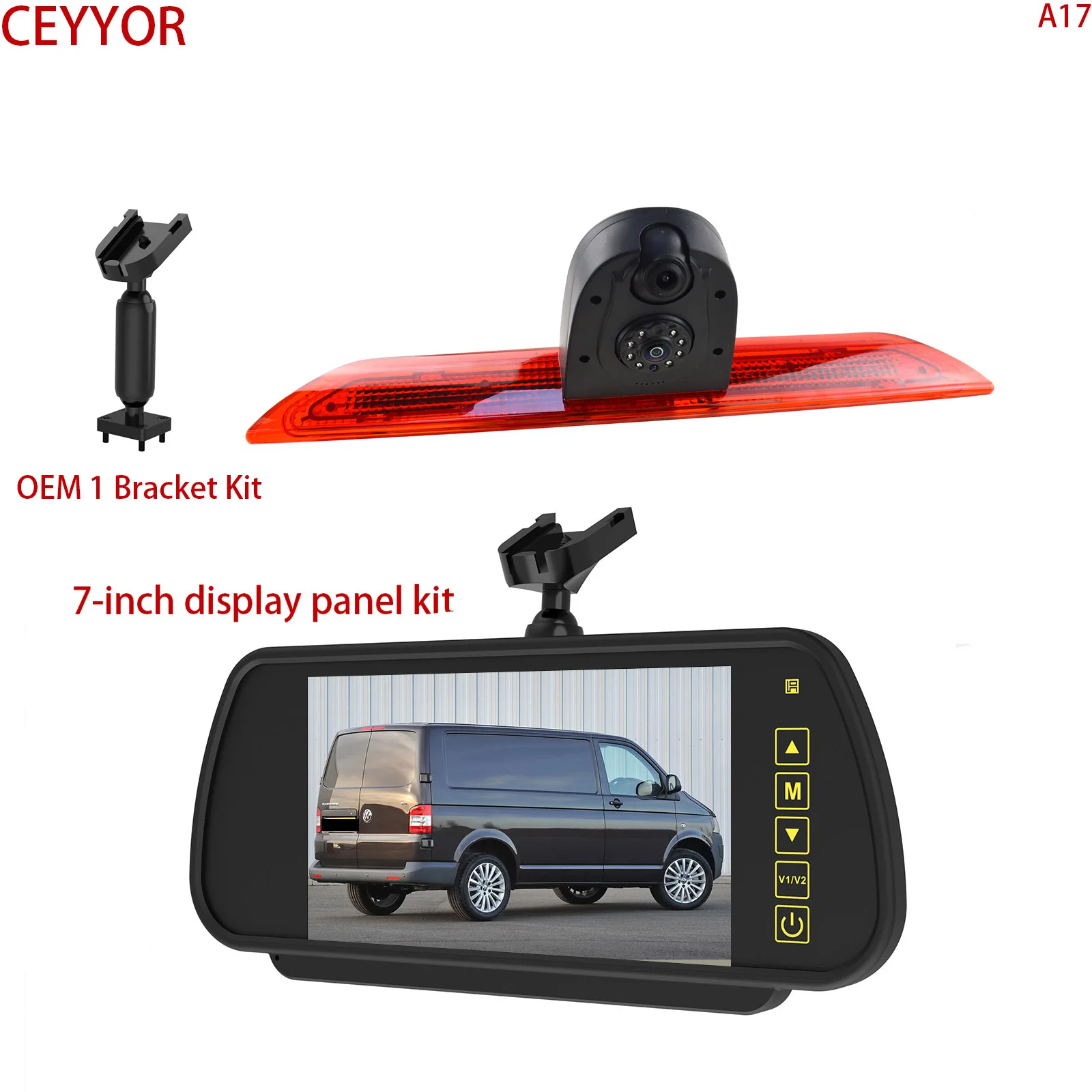 Aplicável ao Ford Transit, versão Ford Transit Hayon (2014-presente), lentes duplas, câmera de ré, com tela de 7 polegadas.