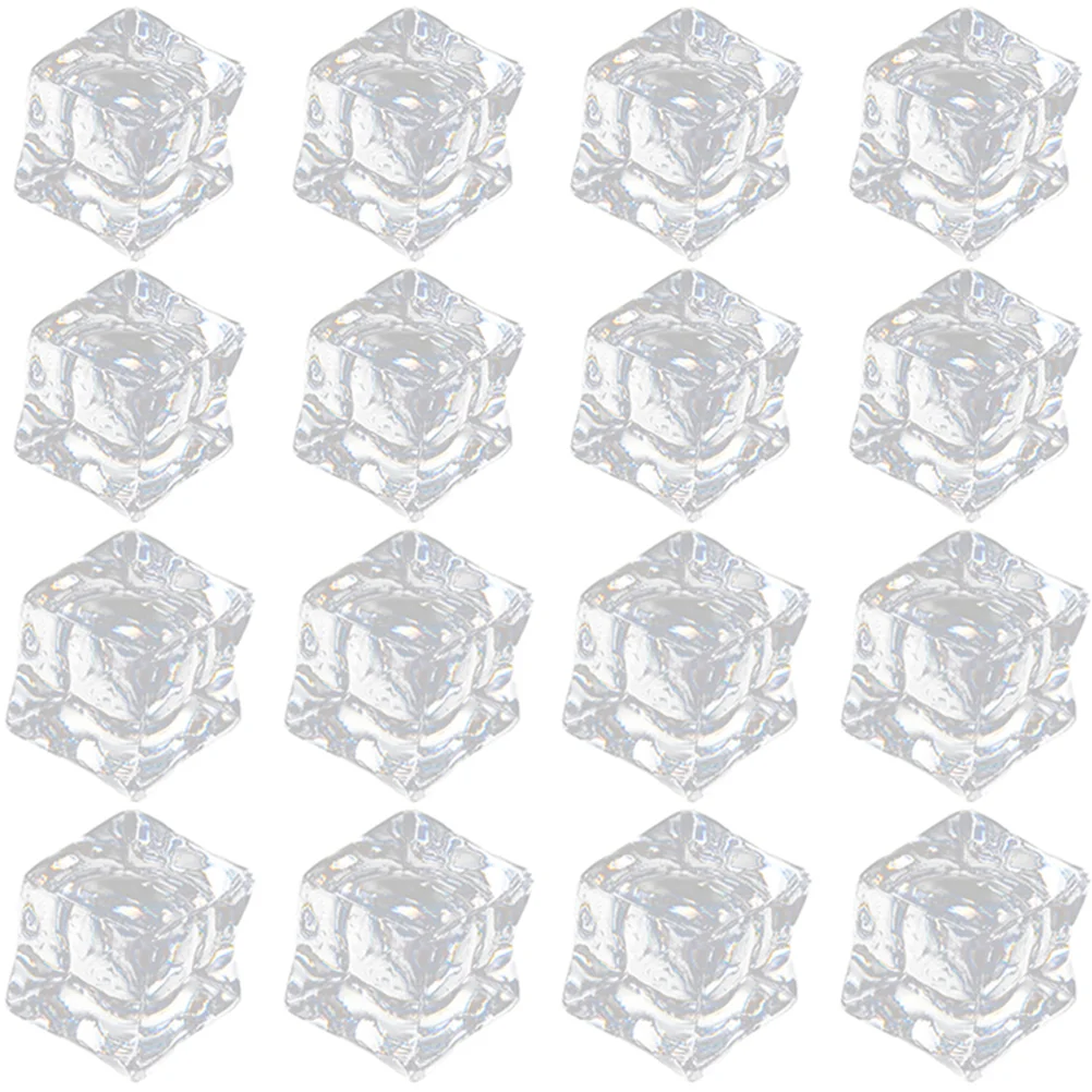 60 Pcs Artificial Simulated Ice Cube Decorative Acrylic Crystals Fake Cubes for Decoration