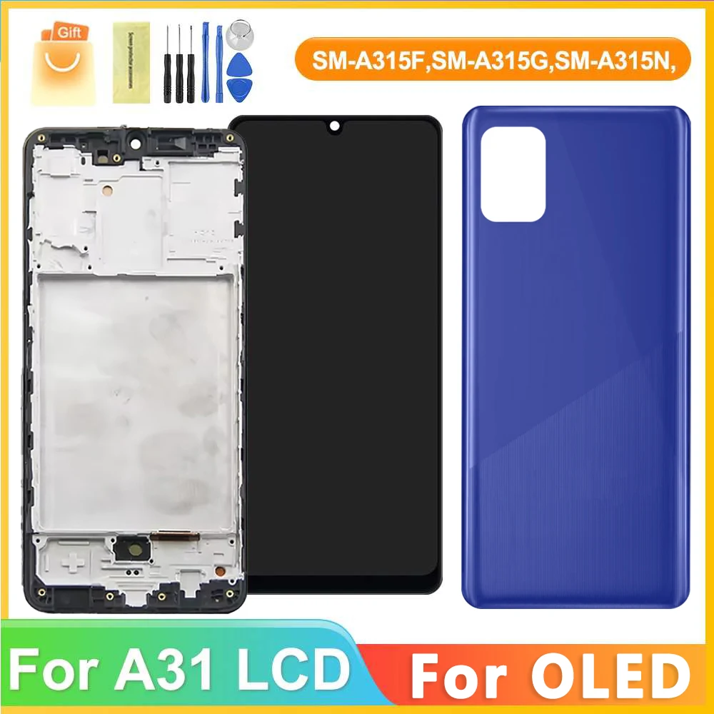 LCD OLED per Samsung Galaxy A31 / SM-A315 Digitizer-assemblagesysteem compleet met schermo LCD per display del telefono con co