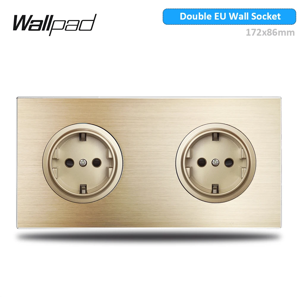 Wallpad gouden wandlichtschakelaar met ronde LED-nachtlampknop 1 2 3 4-voudig geborsteld aluminium metalen paneel, dimmer