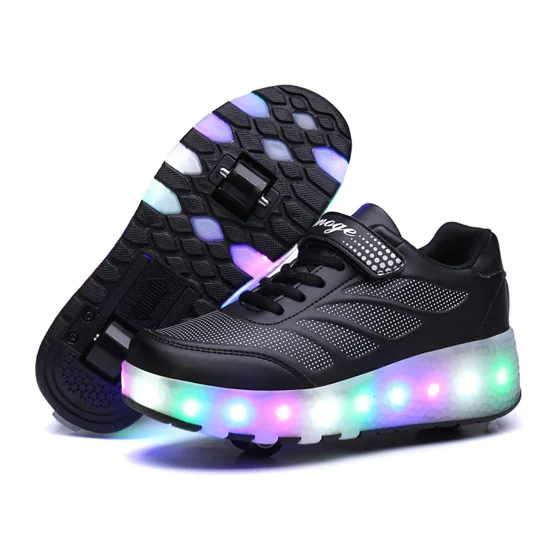 

Roller Sneakers Children Boys Girls Kids 2 Wheels Boots 2024 Gift Game Sports Fashion Casual Led Lighted Flashing Skates Shoes