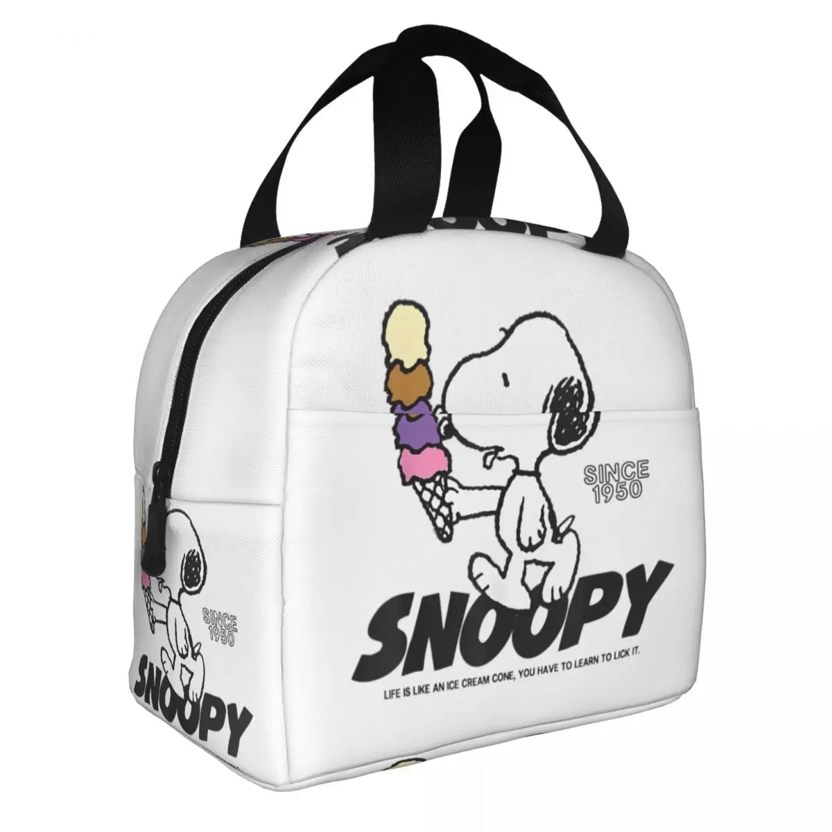 Snoopy Ice Cream Cone borsa termica per il pranzo borsa termica riutilizzabile Cartoon Portable Tote Lunch Box Food Bag Beach Picnic