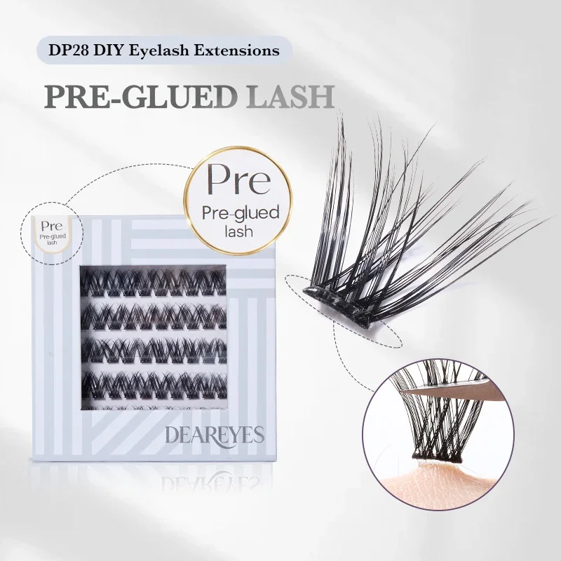DearEyes DP‑28 Pre‑Glued DIY Wispy Eyelash Clusters Reusable Natural False Lashes for Beginners Home Makeup