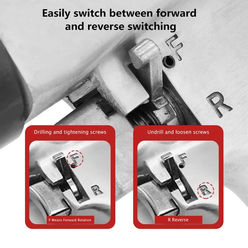 مثقاب هواء احترافي 3/8 بوصة مثقاب هوائي عالي السرعة أداة دوران قابلة للعكس للحفر على الجدران والأرضيات ولوحة الحديد وما إلى ذلك