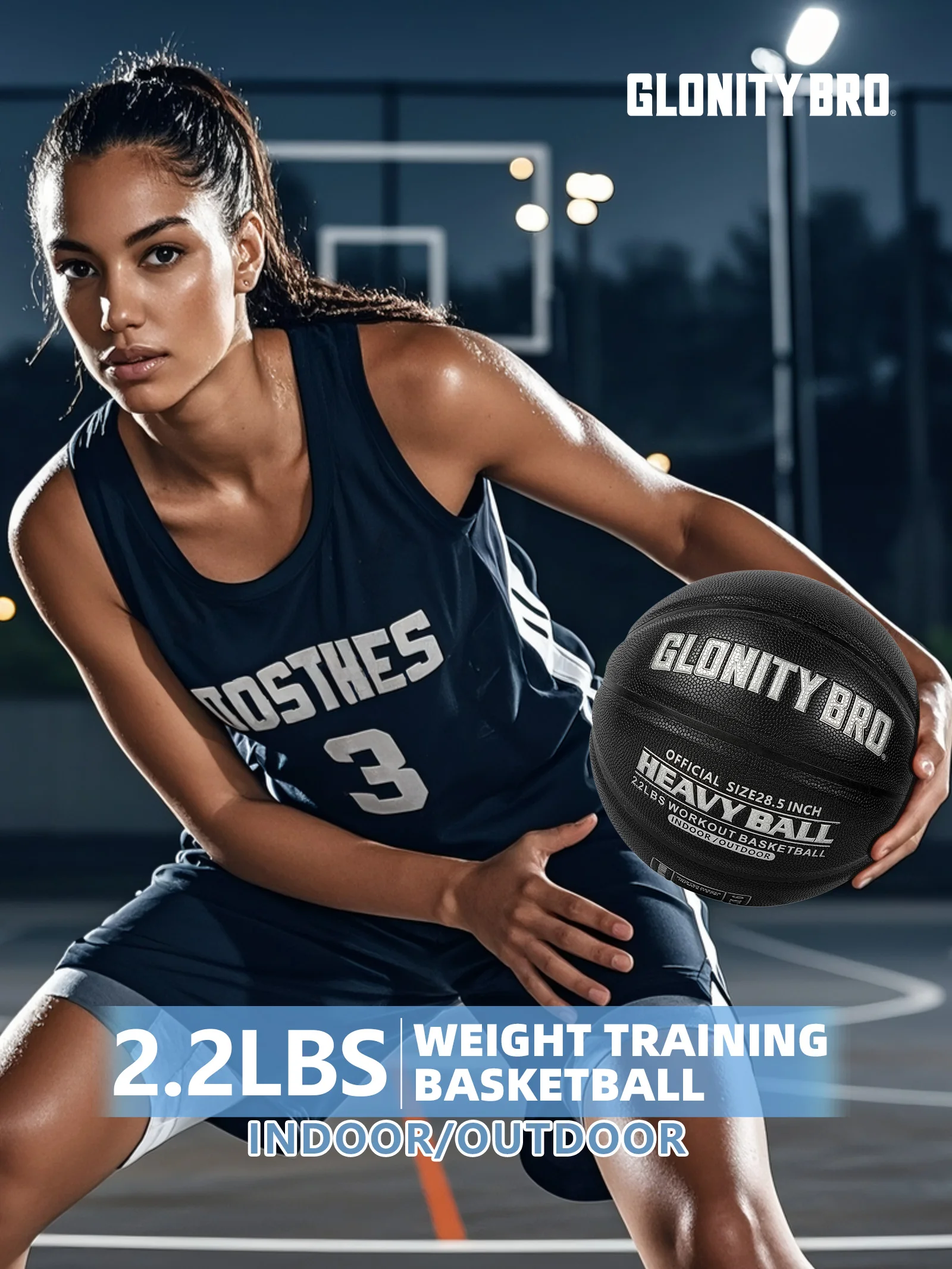 Gewichtetes Training, schwerer Basketball, 2,2 Pfund, Größe 6–28,5 Zoll, für drinnen und draußen, für Jugendliche und Frauen, Verbesserung der Handhabung, Dribbling und passende Fähigkeiten – Detail 4