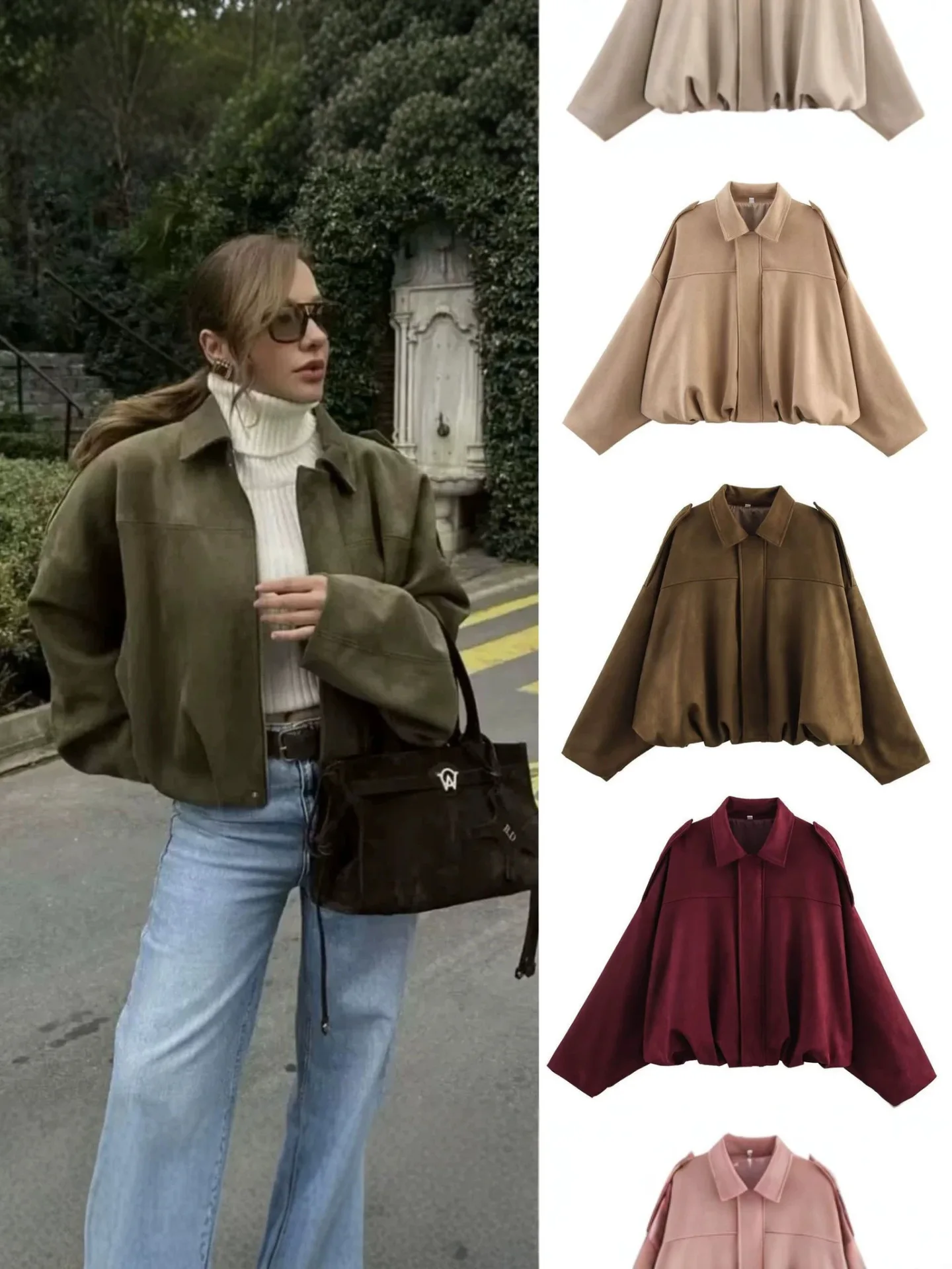 Women Autumn Lapel Loose Outerwear Long Sleeve Casual Cargo Jacket
