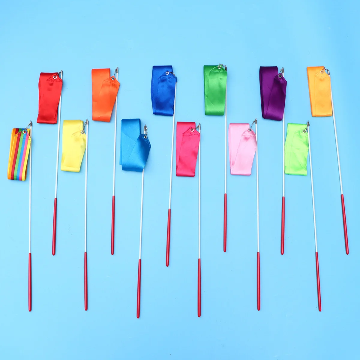 

12pcs 4m Long Dancing Silk Ribbon for Rhythmic Gymnastics Colorful Dance Streamers Kids Adults Training