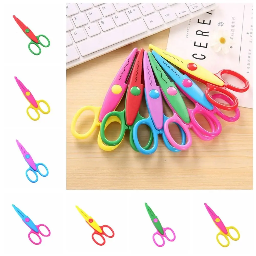 Wavy Pattern Minimalistic Lace Scissors Small Round Head Candy Color Stationery Scissors 6 Styles Professional