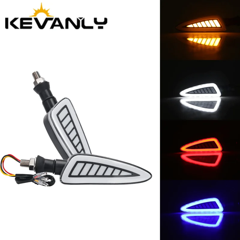 

2pcs Motorcycle Universal Dual Color Leaf Light Turn Signal Indicator Light 12v for Motorcycle LED Tail Flashing Lights DRL Lamp