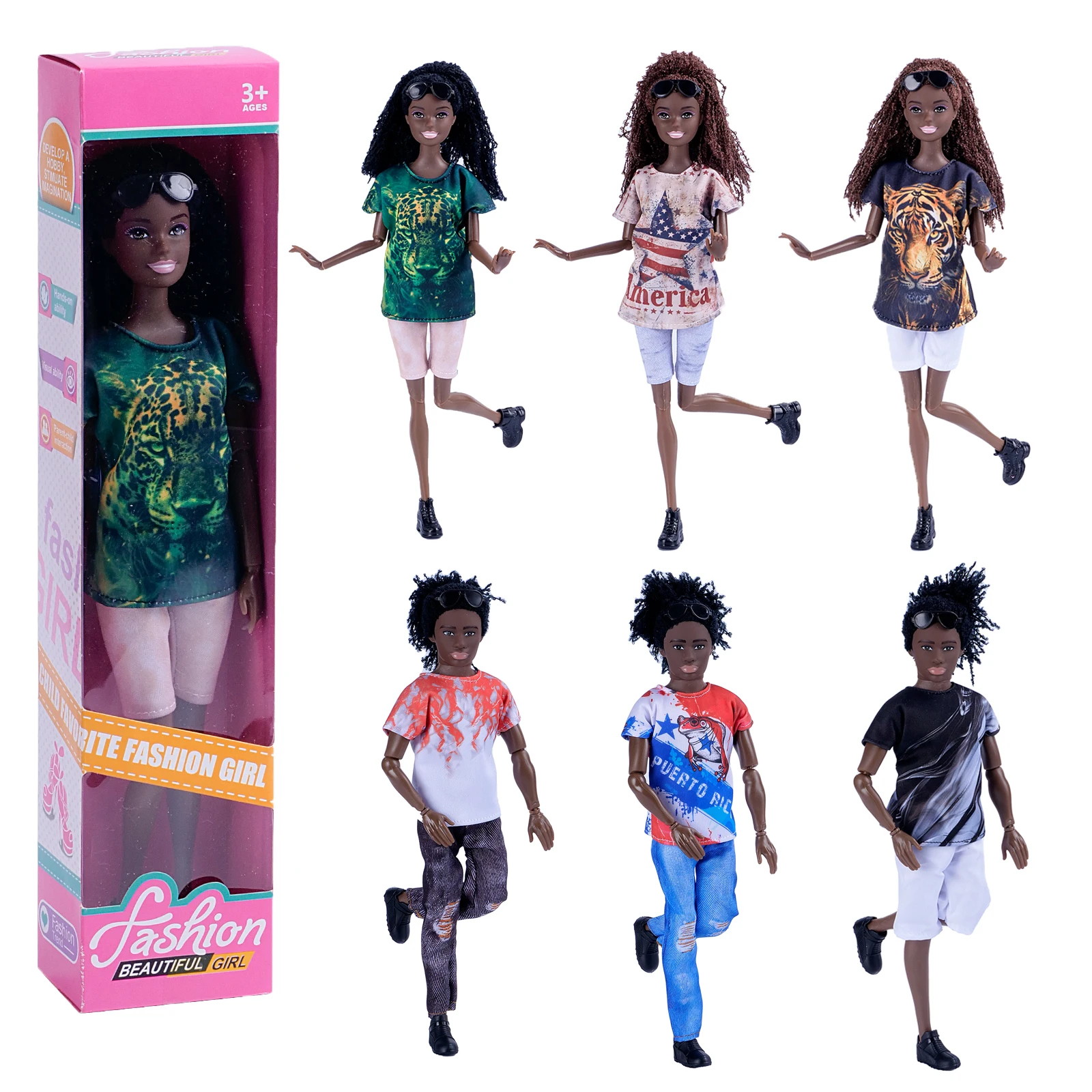 Black People Supermodel Body1/6 30cm Barbies Doll Body  Daily Outfit Party Cute Gown Kids DIY Toys Birthday Gifts