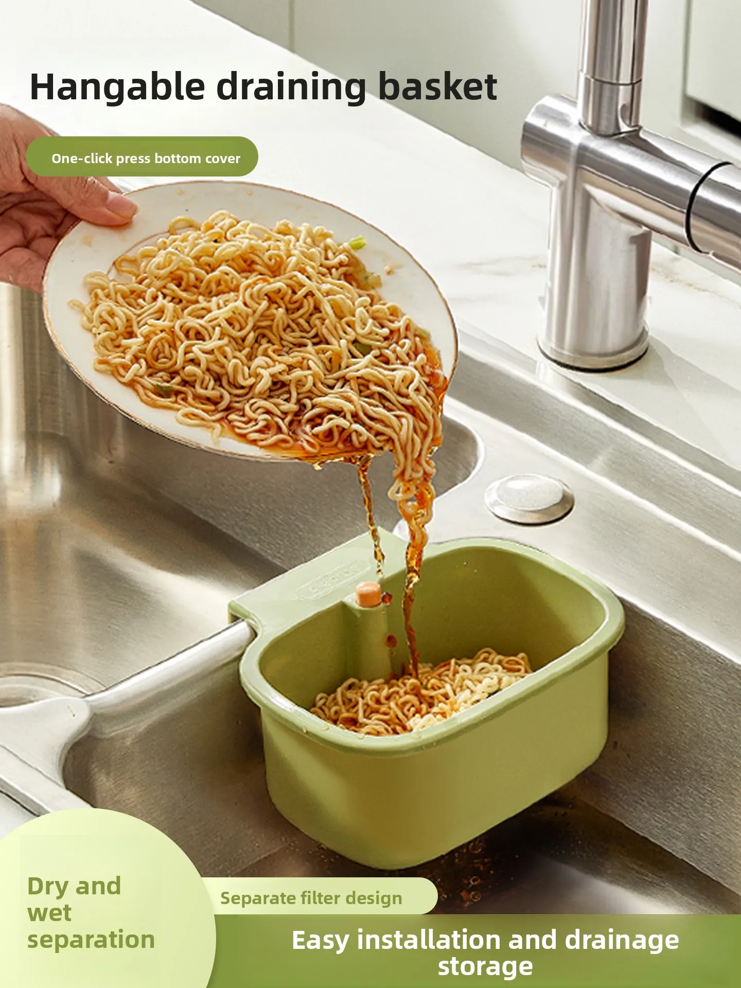 

Drain Basket Sink Mounted Multi Functional Kitchen Diwaing Pool Storage Ra Food Waste Filter Water Basket Hanging Sle