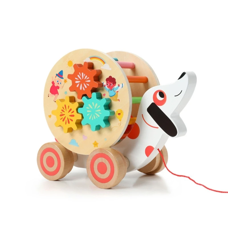 

Puppy Pull Along Toy Encourage Walking Toy Walking Along for Toddlers Pull Along Toy with Clock for Baby Toddlers