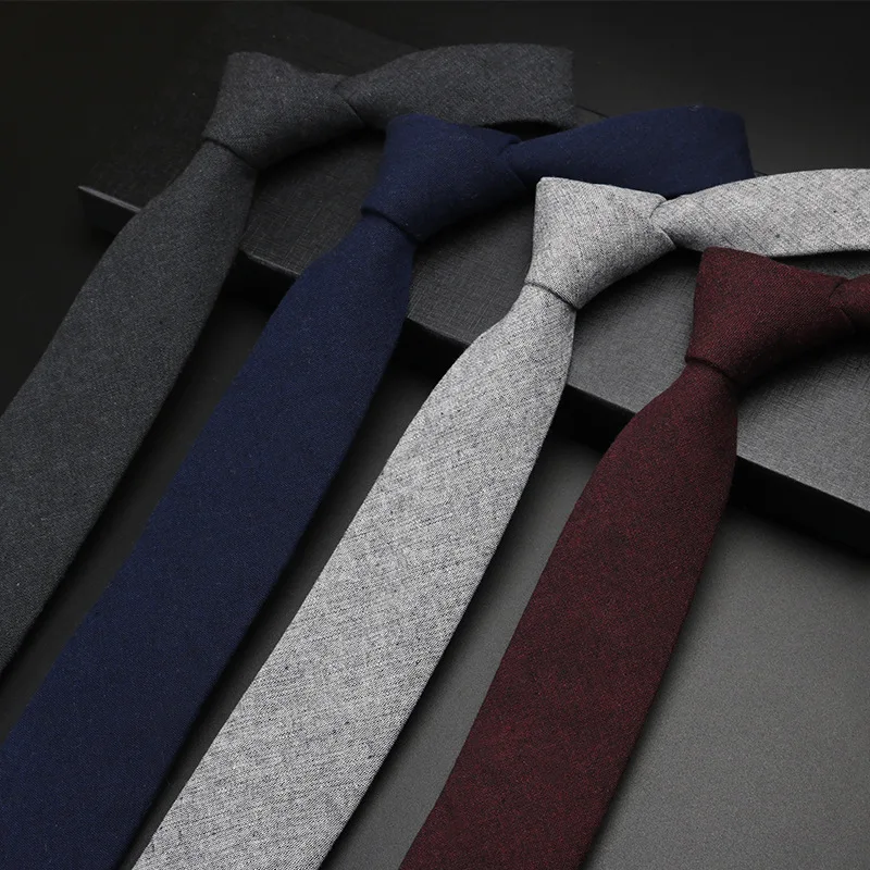 GUSLESON Fashion 6cm Quality Wool Cashmere Cotton Slim Ties For Men Formal Occasion Business Wedding Skinny Party Gravatas Gift