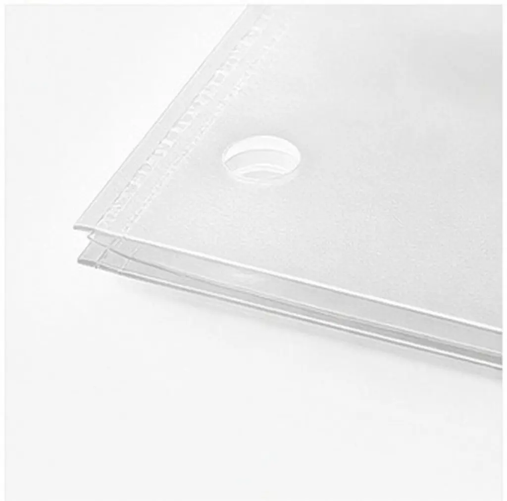 50Pcs A5 Clear PP Sheet Protectors Binder Inserts with 6 Holes Double Pocket Design Photo Card Recipe Cash Envelope Organizer