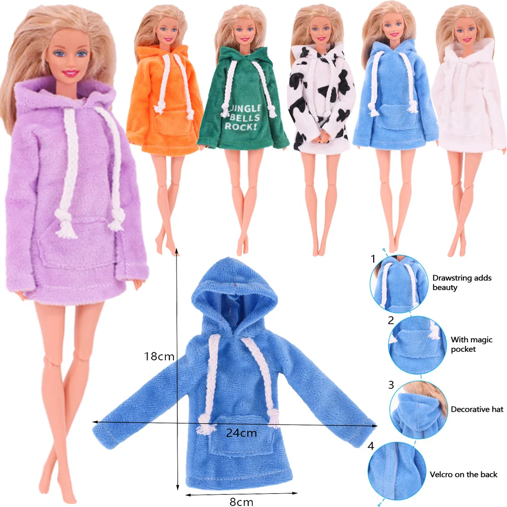 Barbies Doll Clothes Hoodie Pajamas Outfit Fashion Hats Top Clothing For Barbie Doll Clothes Doll Accessories Girl`s Toy Gift`s