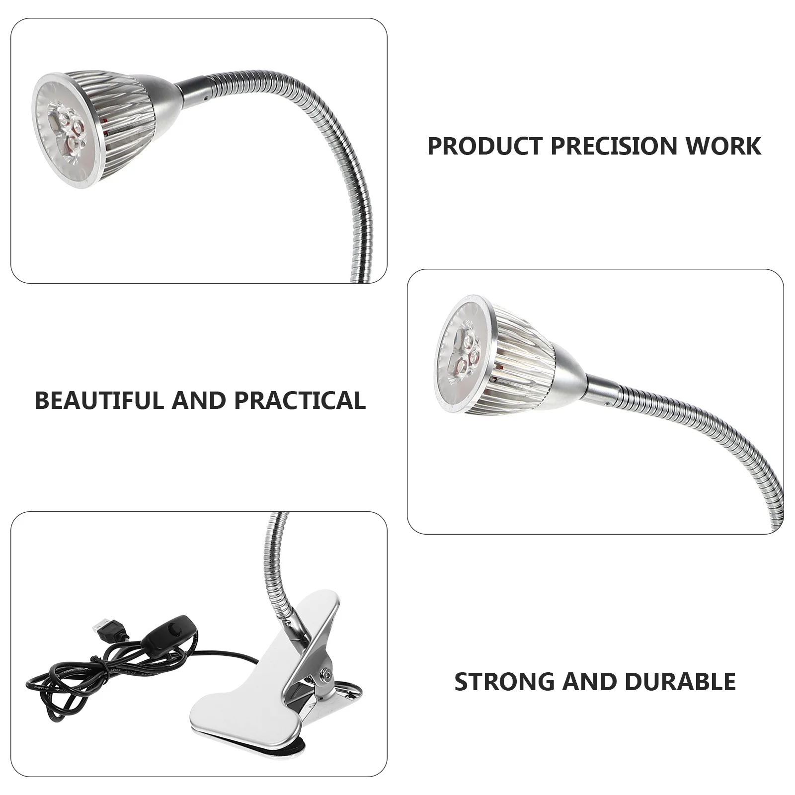 

USB Eye Protection Clip Lamp LED Aluminum Alloy Adjustable Table Lamp Bedside Reading Night Light Clipping Type Light