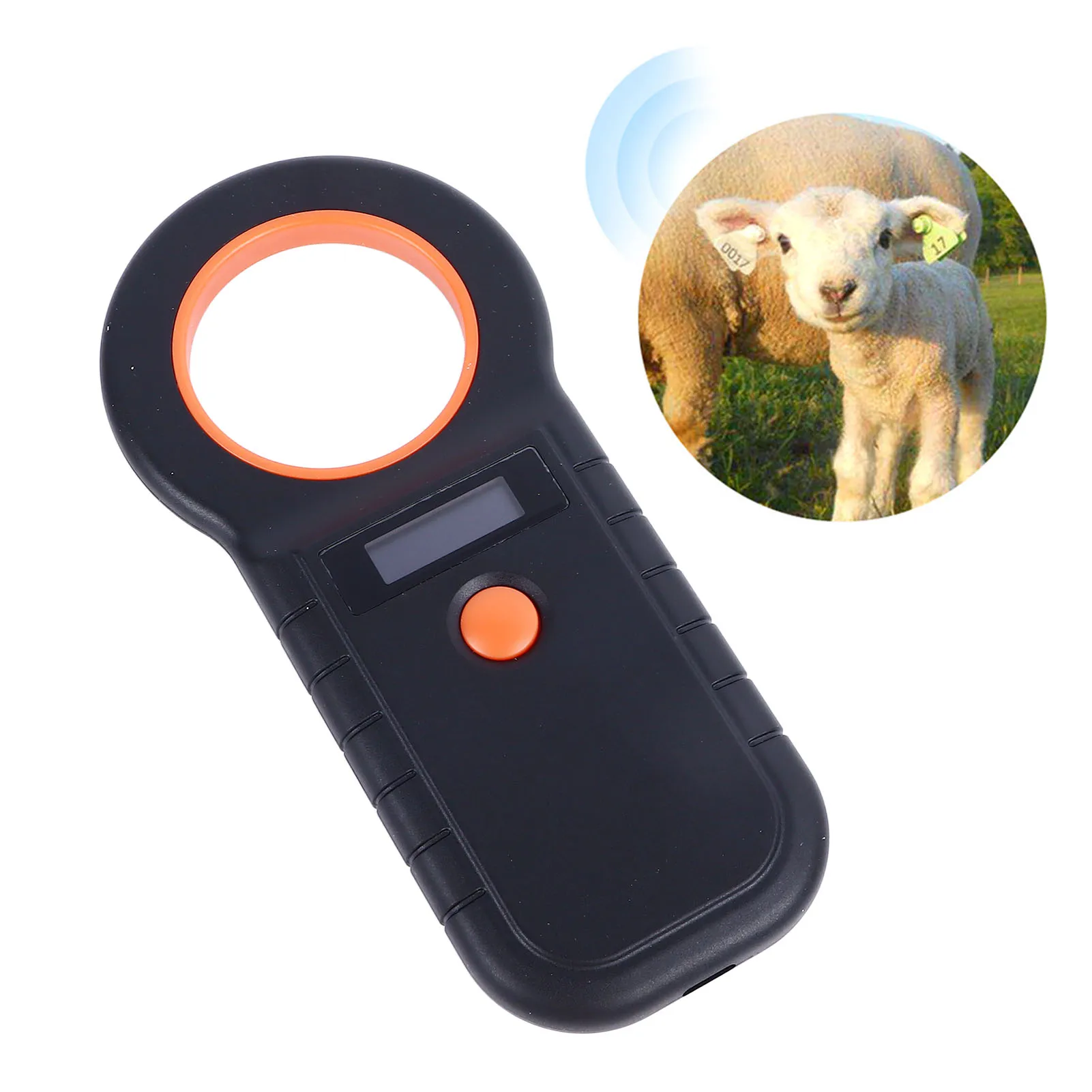 Scanner de microchip para animais, 6.1x2.9x0.6 polegadas, portátil, scanner de identificação de chip para animais de estimação, para cães, gatos, vacas, ovelhas, preto com 3.7v 800mah de lítio