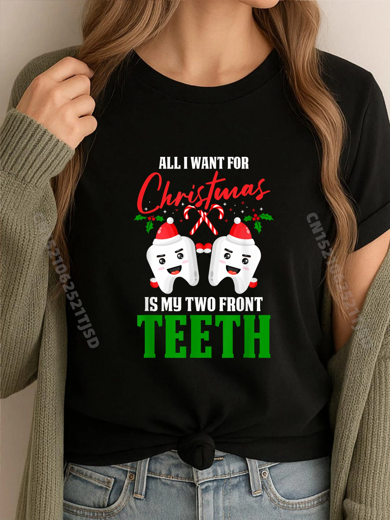 

All I Want For Christmas Is My Two Front Teeth Dentist Camisas Basicas Hombre Anime T Shirts Harajuku