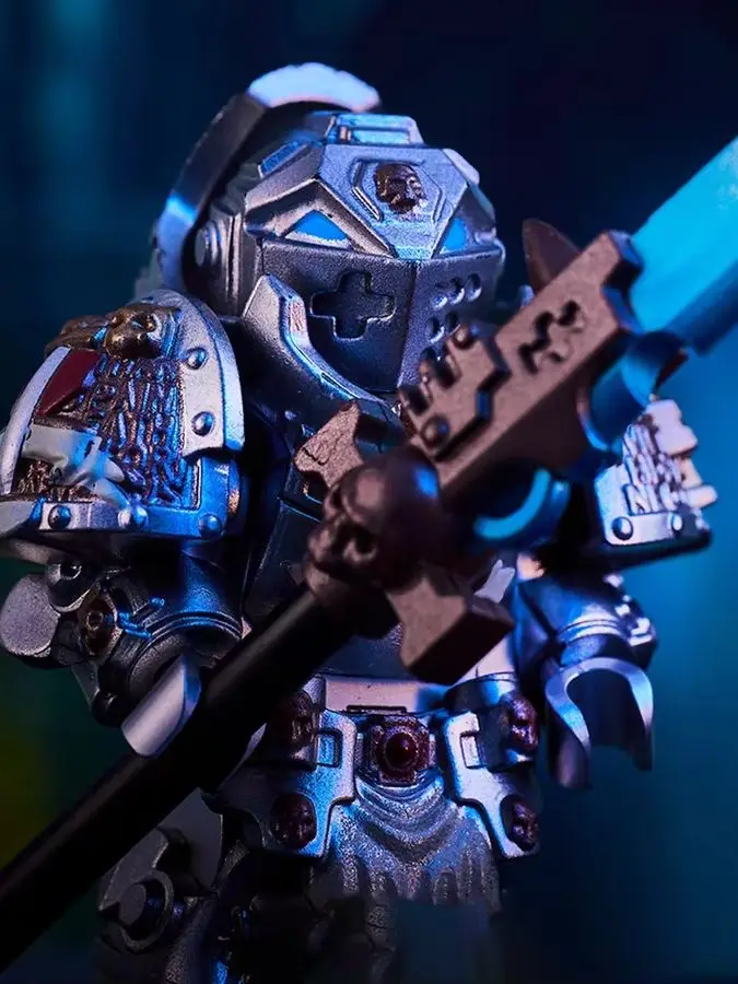 3D MOC Modell Retro Grauer Ritter Terminator Space Marine Schwarzer Tempelritter Mittelalterliche Ritterfigur Schreibtischdekoration Abschlussgeschenk – Detail 1