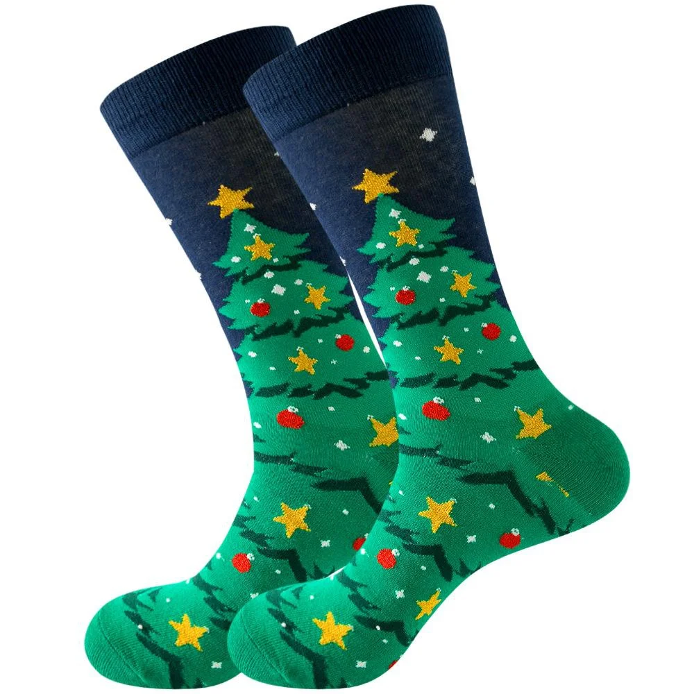 Christmas Santa Stocking Claus Men Women\'s Socks Elk Tide Socks Christmas Tree Geometric Cotton Happy Funny Socks One size