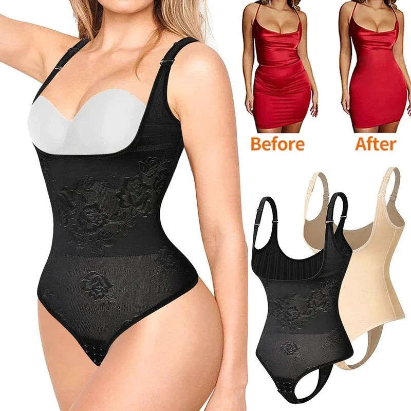 

Women Shapewear Bodysuit New Tummy Control Shapewear Waist Trainer Thong Body Shaper Colombian Fajas Slimming Underwear