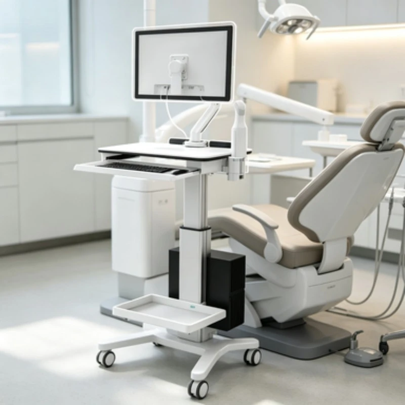 Dental Scanner Mobile Trolley Height Adjustable Monitor Cart Dentist Workstation Medical Rolling Stand