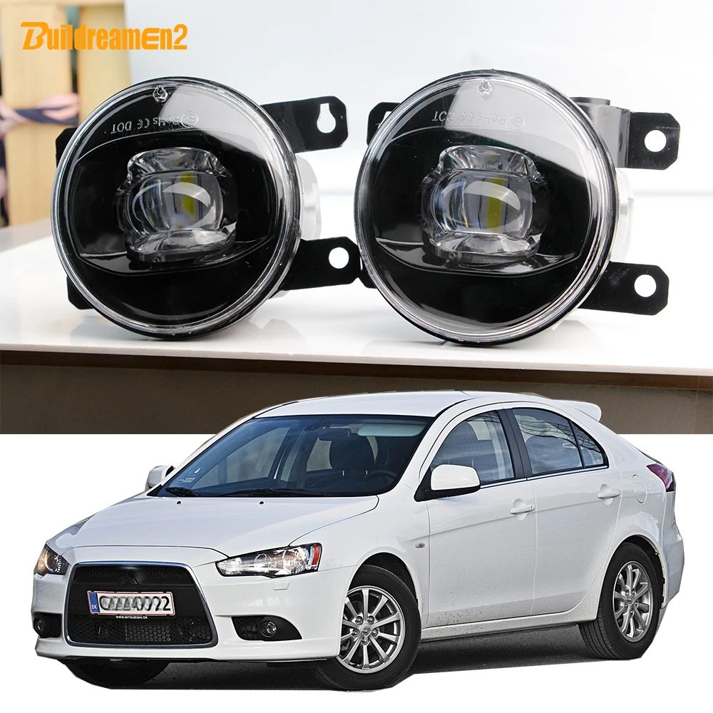 2 Pieces LED Lens Fog Light Assembly For Mitsubishi Lancer Sportback 2009-2018 30W H11 Car Right + Left Fog Lamp Styling