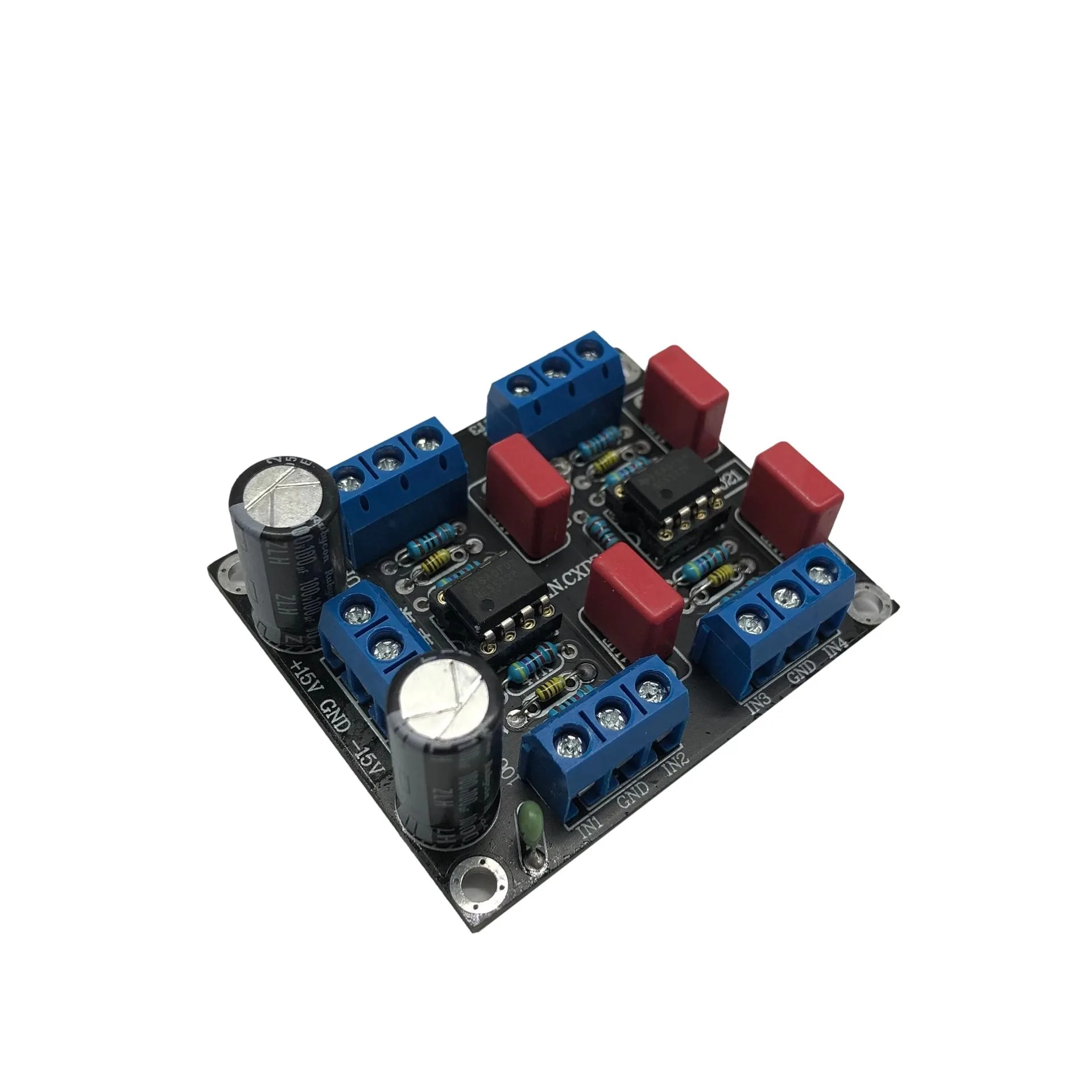 NE5532 DC Dual-Power 4-Channel Amplifier Board | Disassembled Chip Driver Finished Board