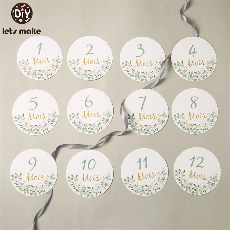 

12PCS Baby Month Milestone Card Spanish France Language Paper Milestone Cards 0-12 Month Newborn Birthday Gift Photography Props