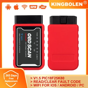 KINGBOLEN ELM327 บลูทูธเข้ากันได้กับ V1.5 PIC18F25K80 ATAL & ATPPS 4mHz คริสตัล WiFi สําหรับ Android/IOS แรงบิด OBDII รหัส Reader