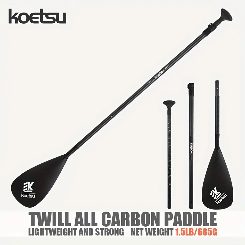 KOETSU Twill Carbon Paddle - 3-Piece Detachable Full Carbon Fiber SUP/Kayak Paddle