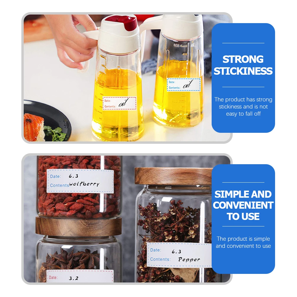 2 لفات من ملصقات تاريخ الطعام، قابلة للتقشير واللصق، ملصقات المطبخ للحاويات، برطمانات التوابل، تحديد صندوق تخزين #5
