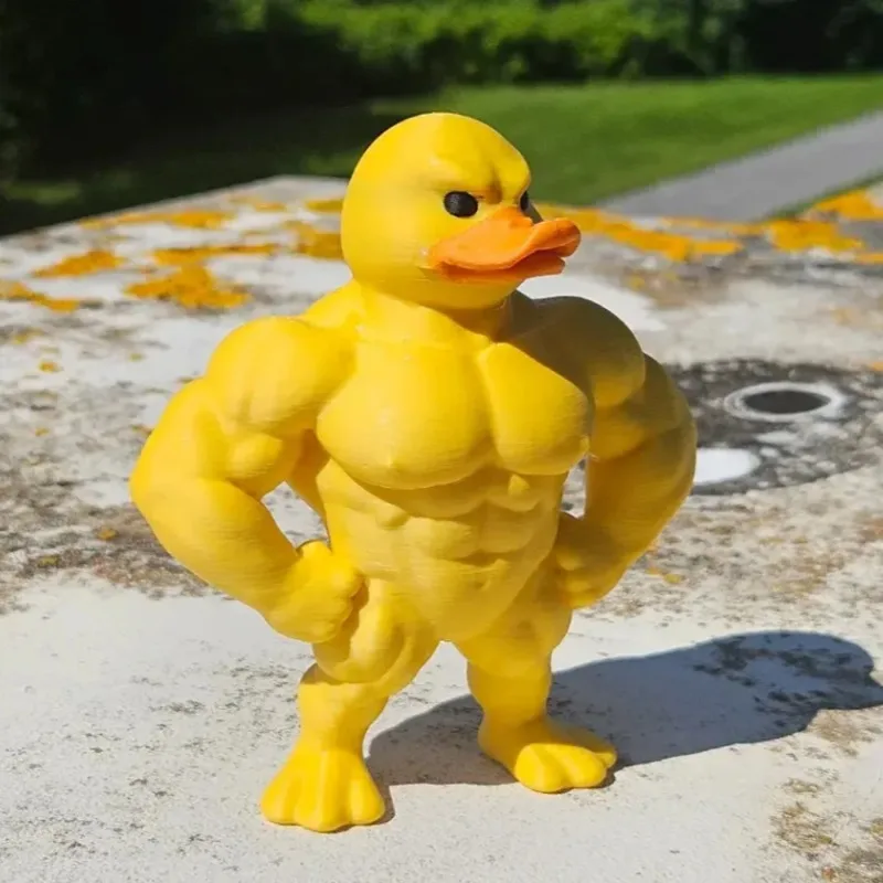 3D Muscle Duck Statue Decor - Cute Figurine for Desk Bookshe