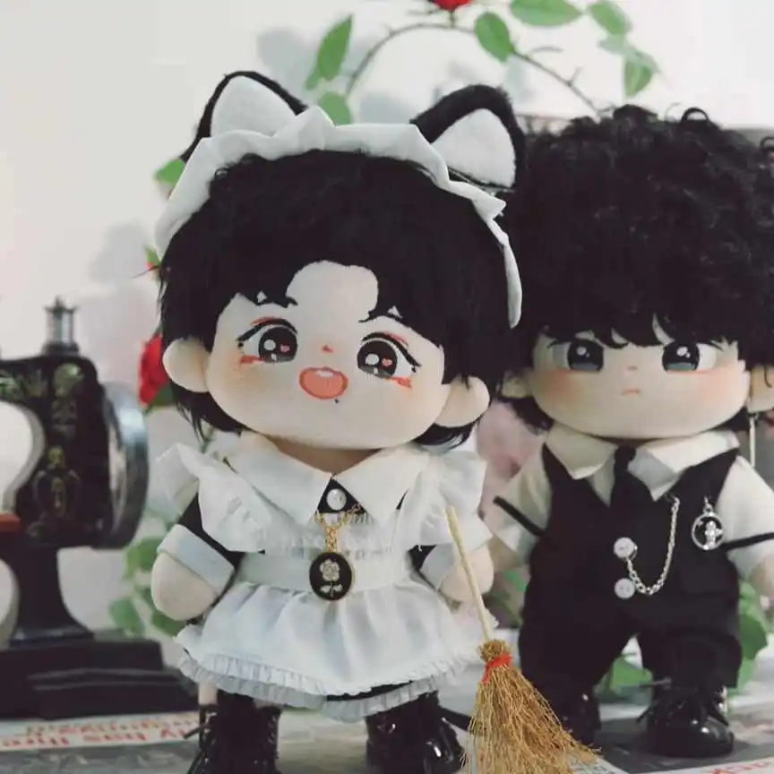 20cm Doll Clothes Wang Yibo Xiao Zhan Wolf Ear Cat Sweet Heart Fashion Dress Suit Plushies Plush Doll Accessories Anime Toy Kids