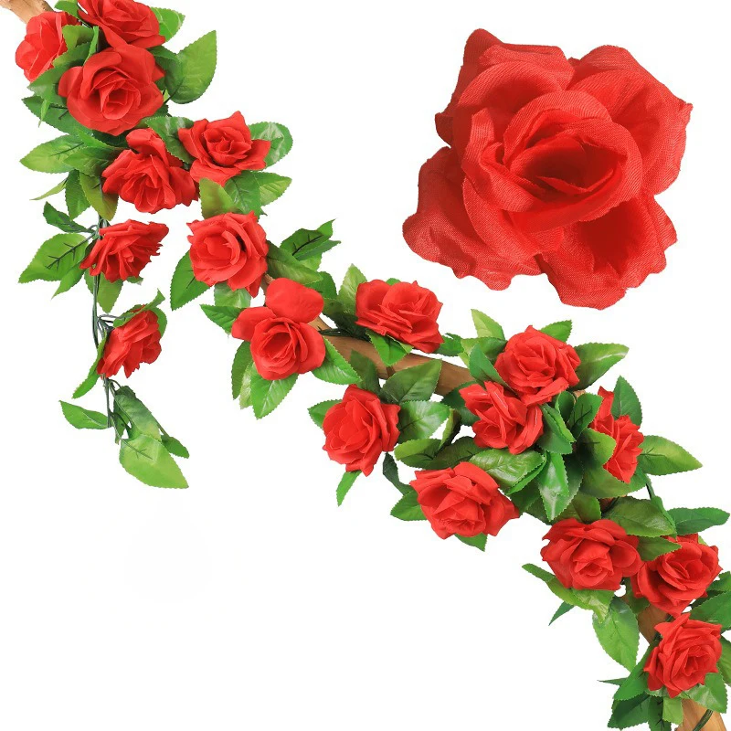 1/2 Stück Künstliche Rosenblumen-Girlande 2,3M Kunstblumen für Heim-Dekoration Garten Wand Hochzeitsdekoration Außenbereich Bogen-Ornament – Detail 10